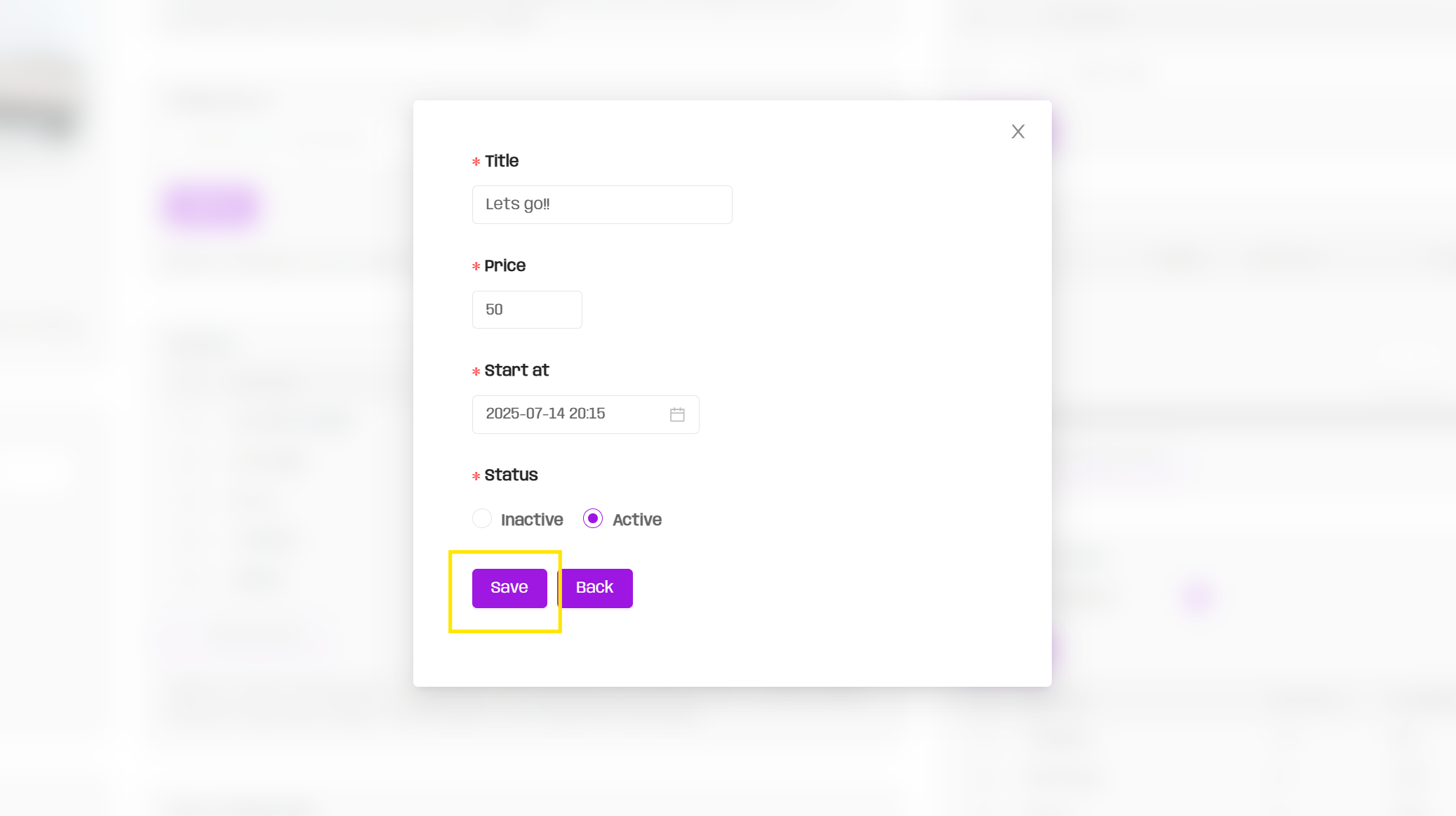 How to set and activate a private or ticket show?