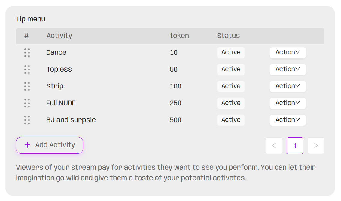 How to setup the tipping menu, wheel and goal?
