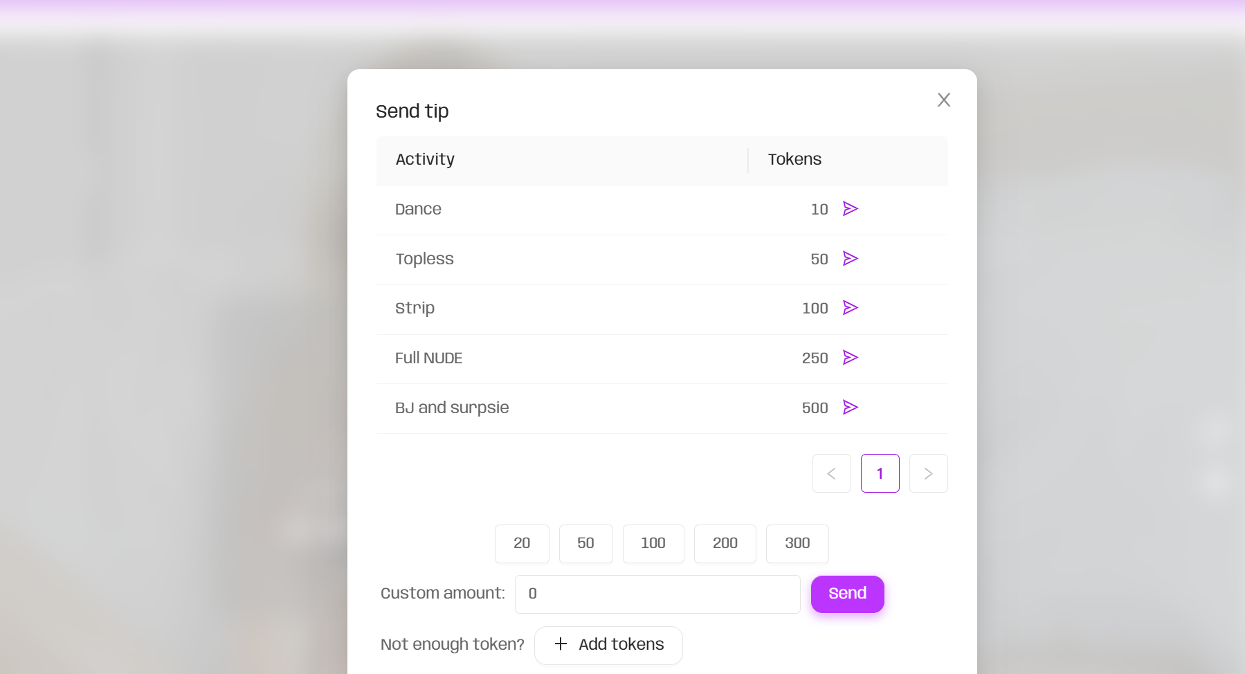 How to setup the tipping menu, wheel and goal?