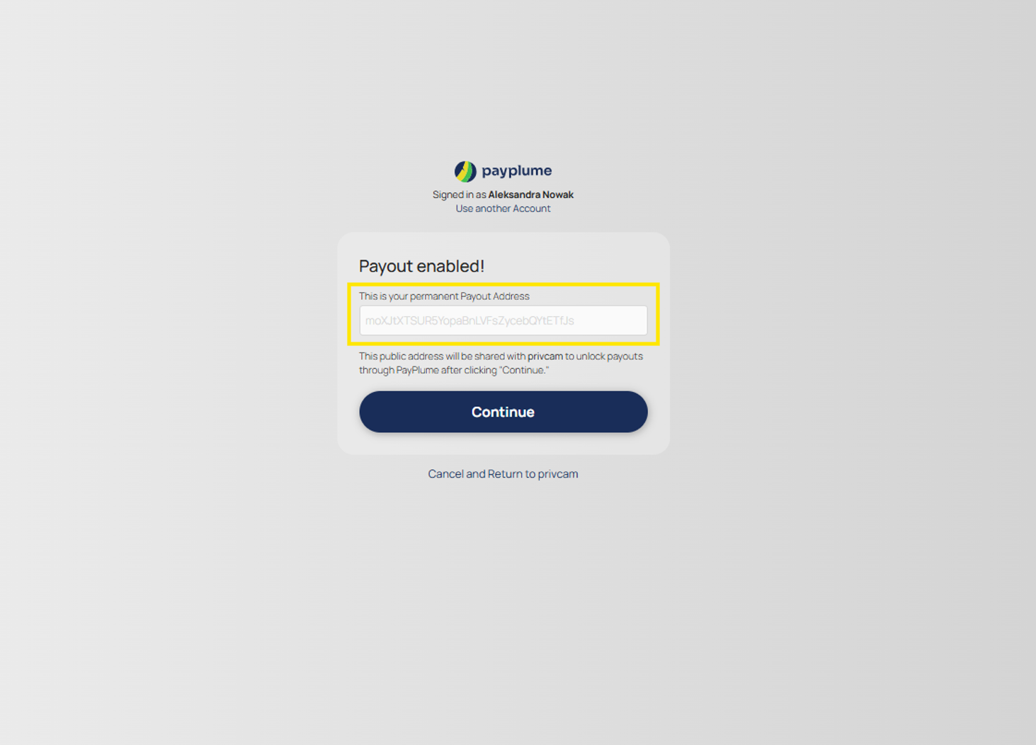 How to make a withdrawal from PrivCam?